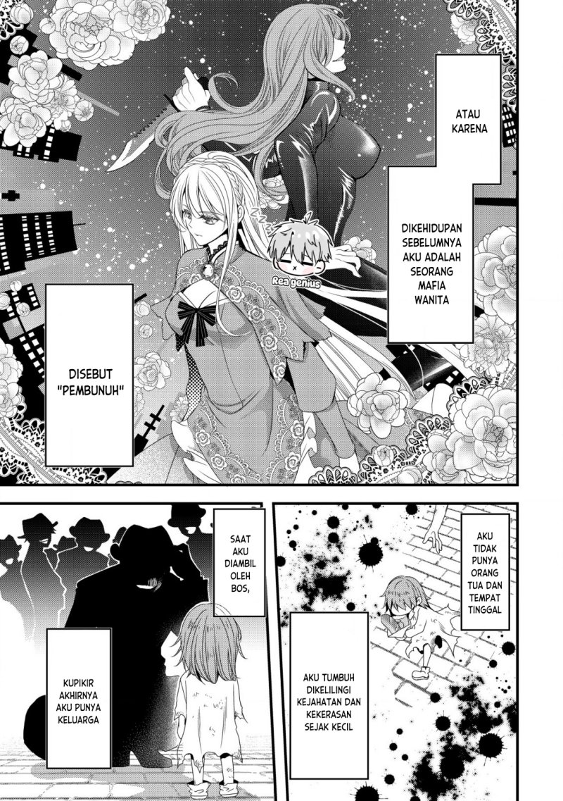 Tensei Shita Onna Mafia Wa Isekai De Heibon Ni Kurashitai: Asashin Ikka No Hakushaku Reijou Desu Ga, Denshi To Akuma Na Danchou Ga Tsukimatottekimasu Chapter 1